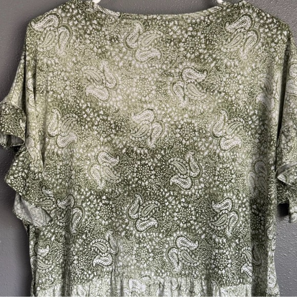 Michael Kors Dress Womens Extra Large Green Paisley Tie Waist Ruffle A Line - Picture 10 of 13